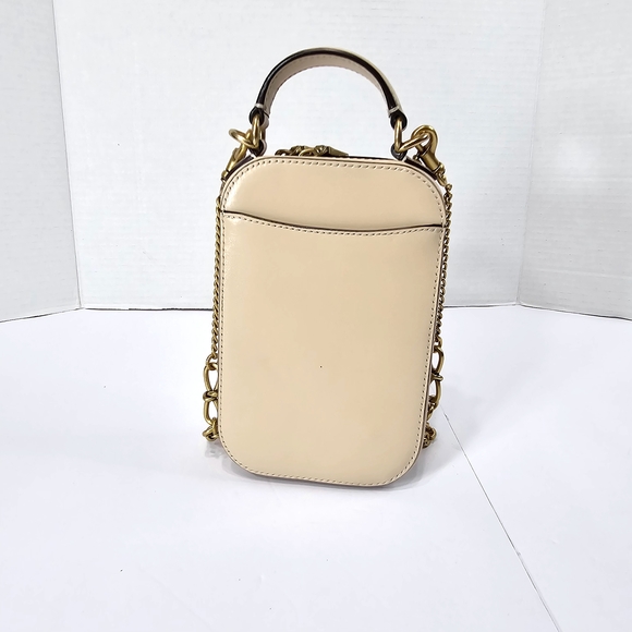 Coach Beige Signature Crossbody Bag with Gold Chain - Picture 6 of 12